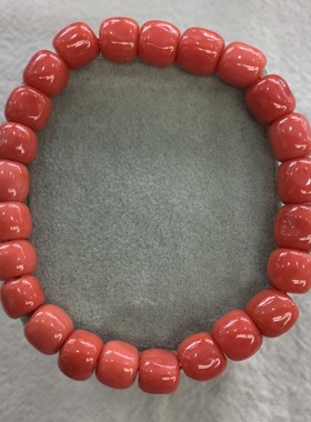 七宝珊瑚：桶珠手串 颜色如图 品相如图尺寸7.4～8.2mm 重19.42克