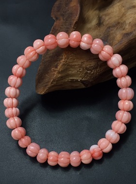 七宝珊瑚：南瓜珠手串，品相完美，尺寸6.5～7.6mm，重11.38克