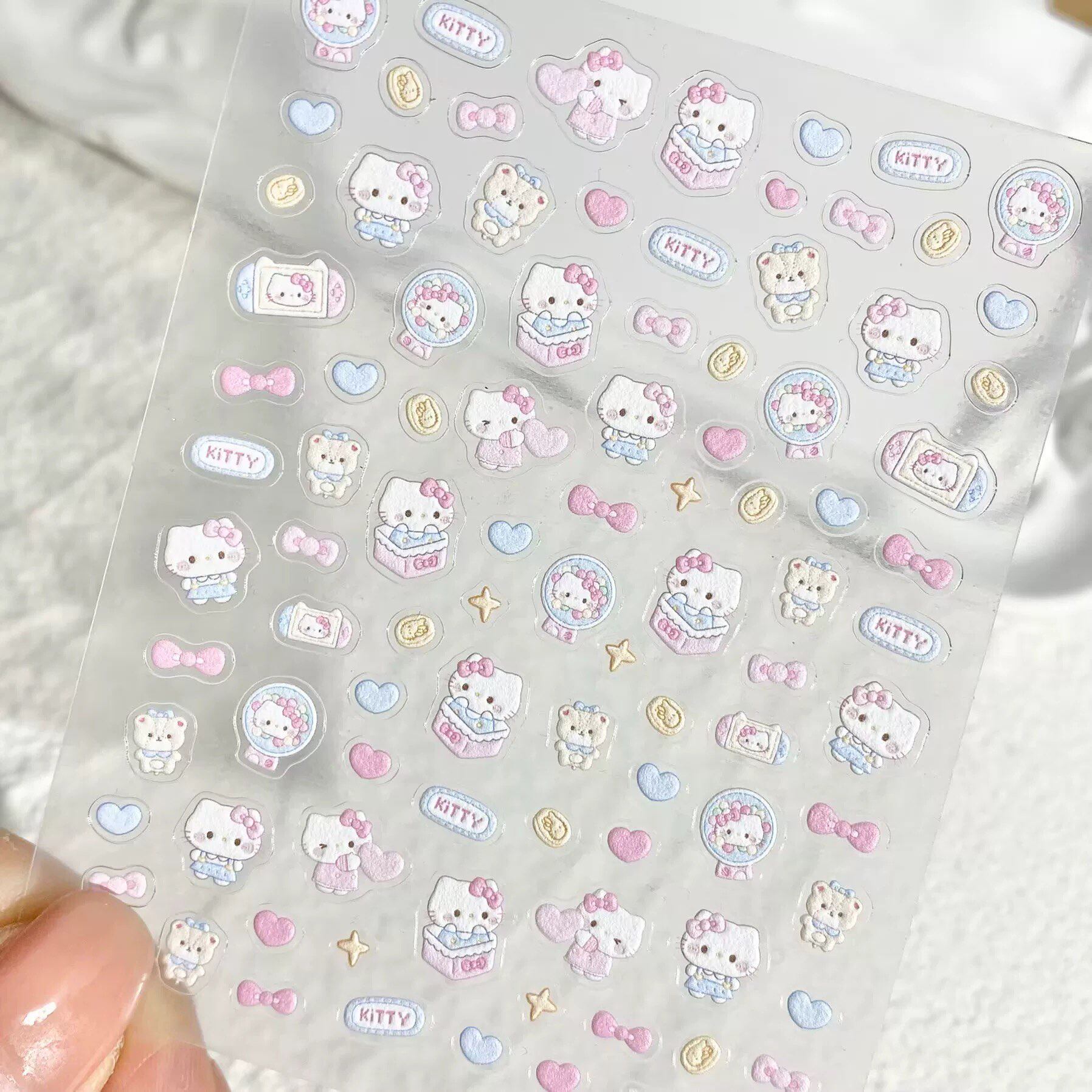 卡通Kitty凯蒂猫爱心KT猫蝴蝶结浮雕美甲贴纸水杯ccd手机壳diy贴