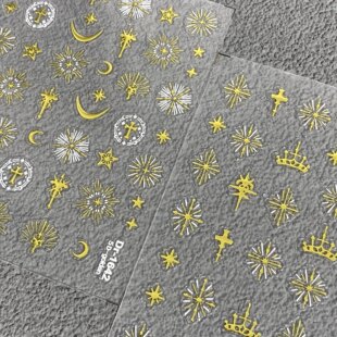 欧美风神谕圣光十字架浮雕美甲贴纸烫金银皇冠防水背胶指甲装饰贴