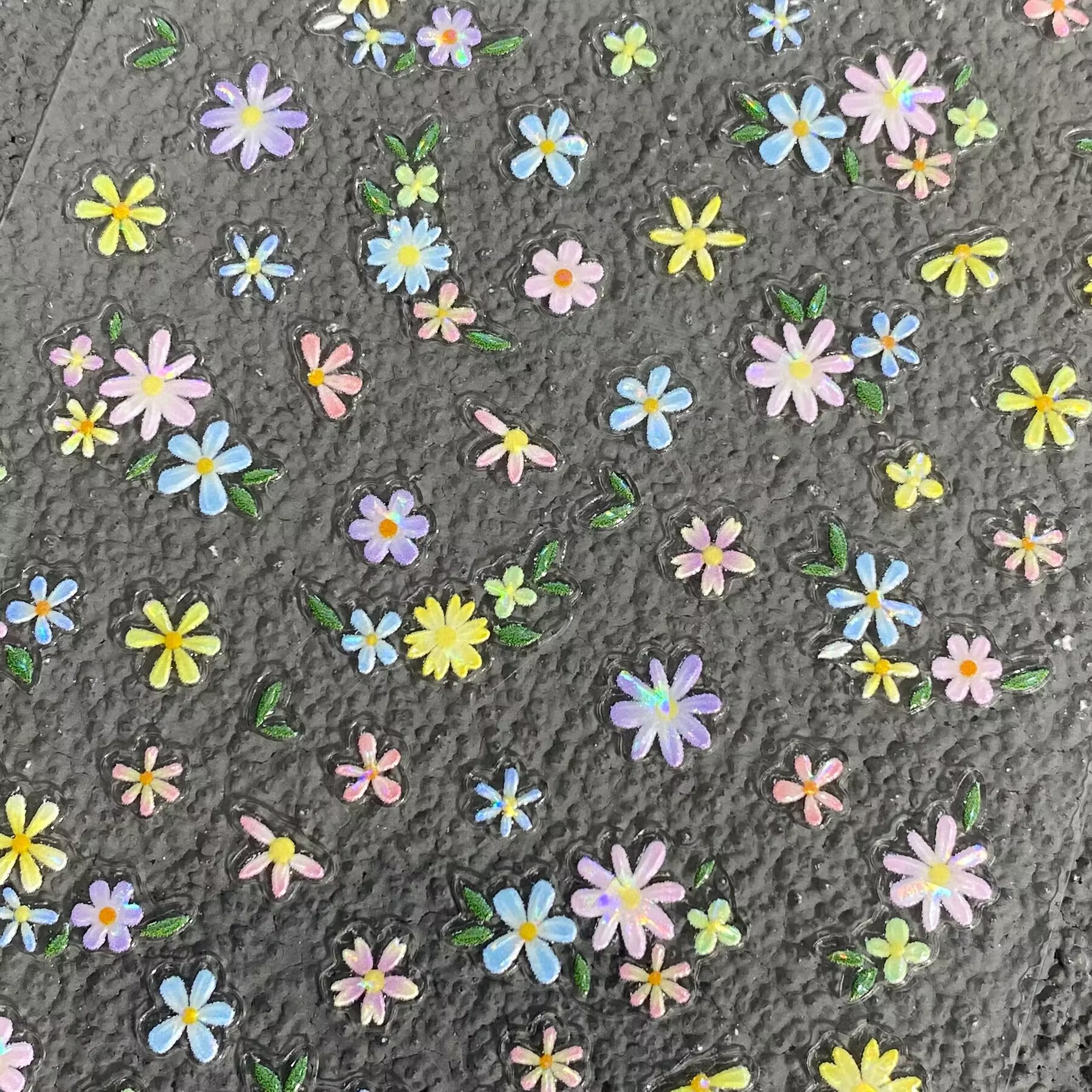 春日小清新油画小花立体浮雕美甲贴纸彩色花卉防水背胶指甲装饰贴图片