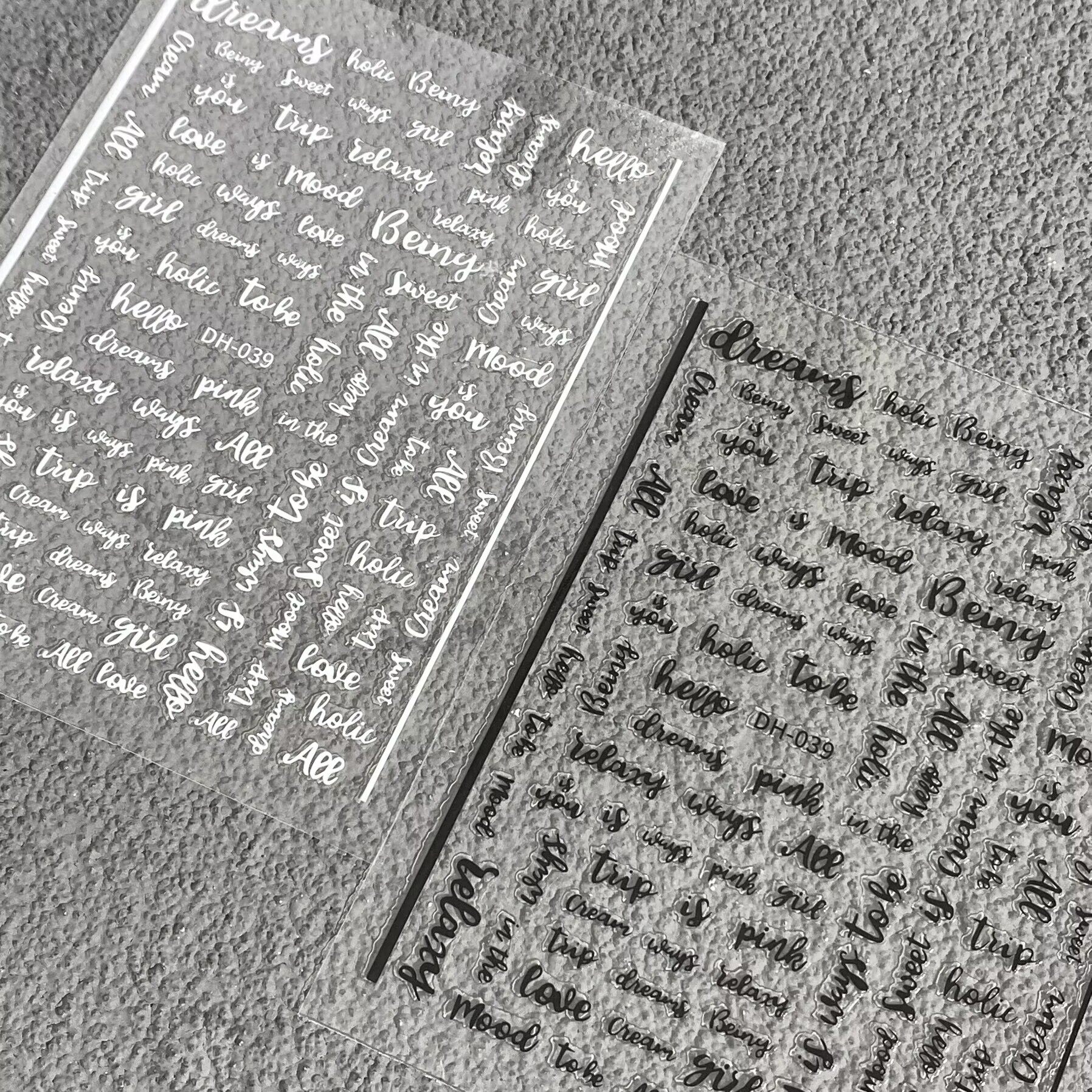 个性创意黑白英文字母平面美甲贴纸英文单词防水背胶指甲装饰贴