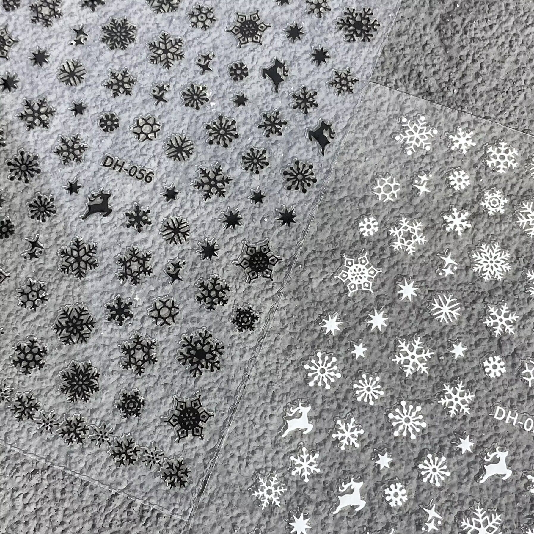 冬季白色雪花美甲贴纸秋冬黑白金银圣诞雪花防水背胶指甲装饰贴