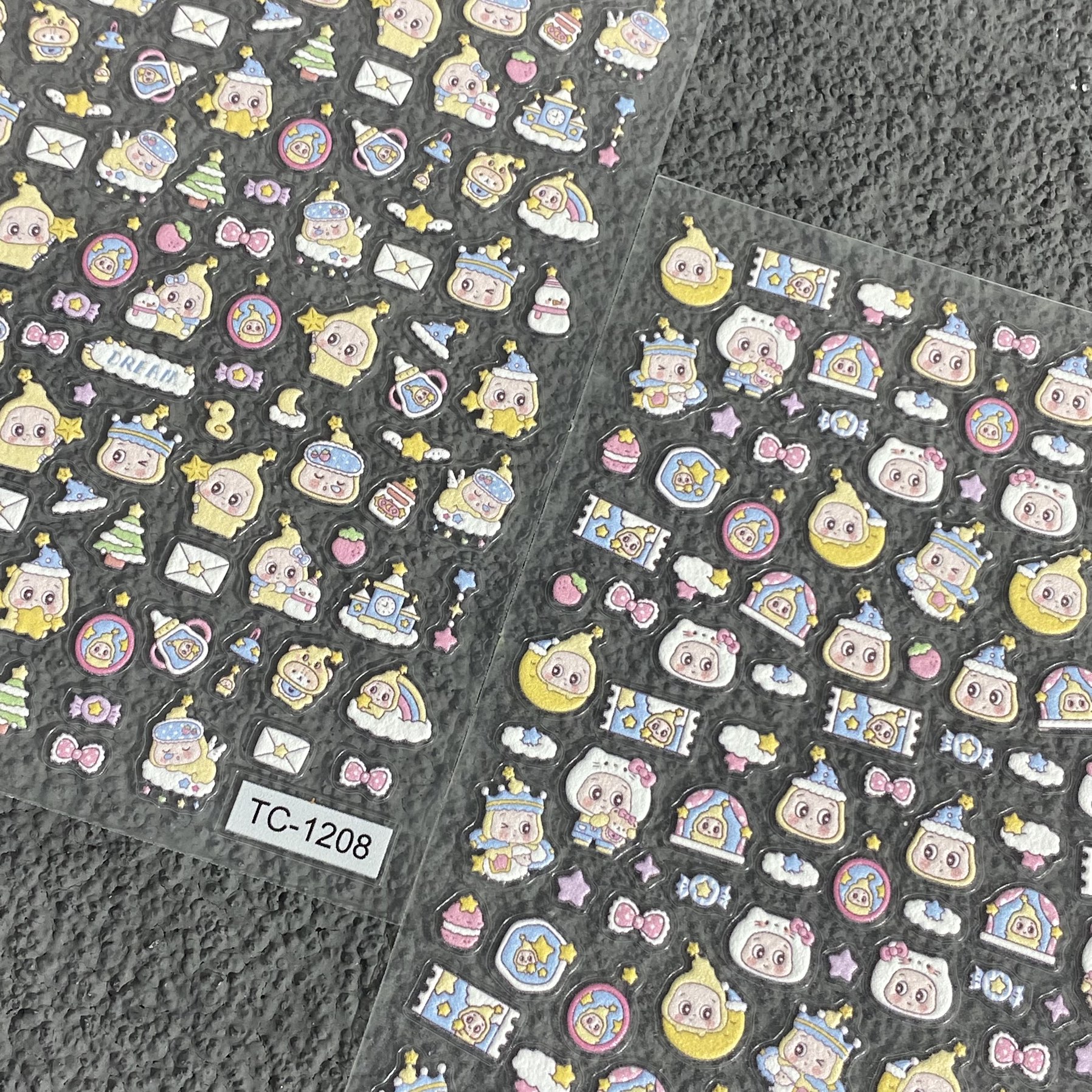 卡通星星人浮雕美甲贴纸