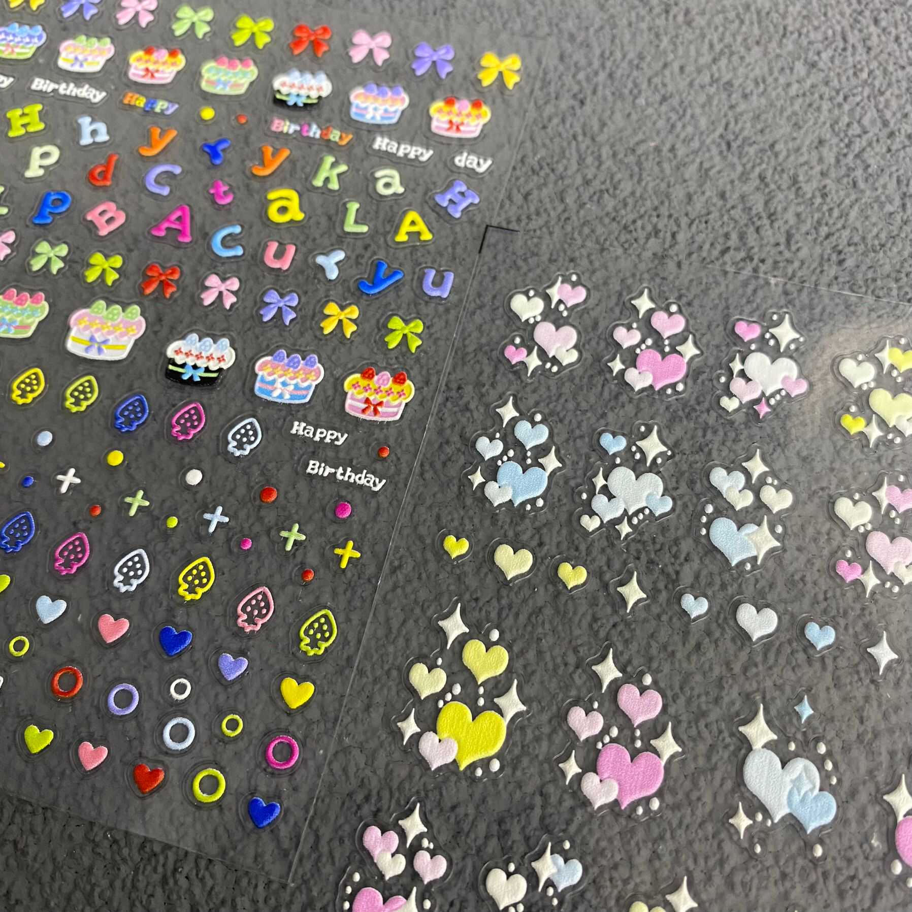 美甲立体浮雕款爱心星星多巴胺英文字母蛋糕可爱卡通diy指甲贴纸