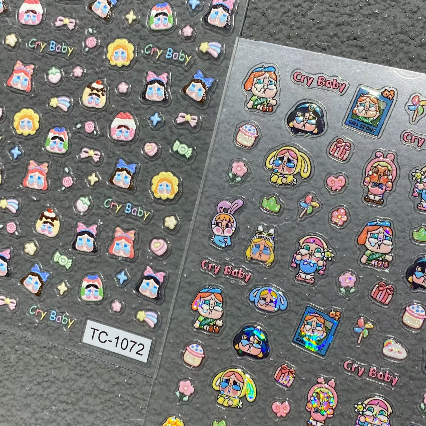 卡通crybaby哭娃浮雕美甲贴纸