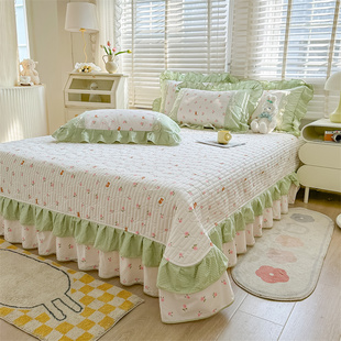 通用防滑单件套高端全棉夹2024年新款 公主风纯棉床盖加厚四季 春秋