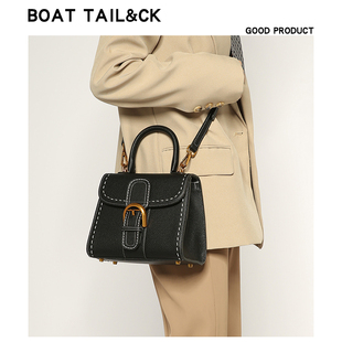 BOAT TAIL&CK简约复古荔枝纹真皮凯莉包包女款2025新款单肩斜挎包