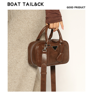 大容量单肩斜挎包 2025新款 BOAT TAIL&CK高级感真皮保龄球包包女款