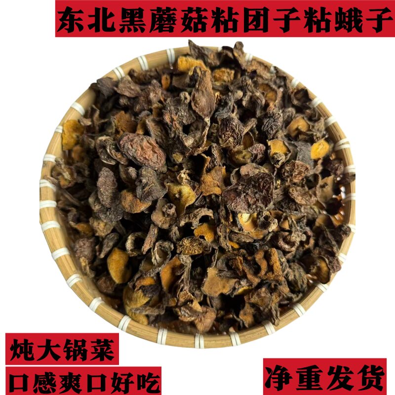 东北野生黑蘑菇煲汤干货粘团子粘蛾子新货松树菌蘑菇大锅菜特产农