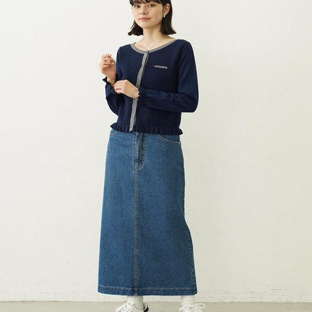 日系女款牛仔直筒中长裙
