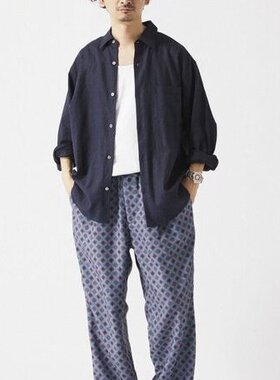 初原家日系民族风全涤休闲四季男裤宽松直筒裤journal standard