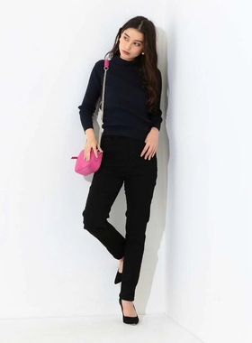 初原家女士高弹黑色牛仔裤小脚裤打底裤日系瘦身展现身材长裤