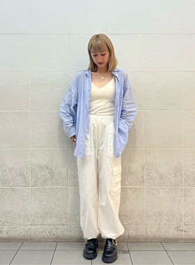 初原家女士休闲宽松版松紧腰抽绳长裤女款工装journal standard