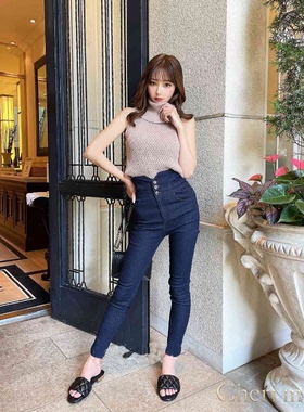 初原家女士修身牛仔裤紧身小脚裤日系可爱美腿长裤rady旗下