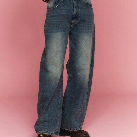 日系女款纯棉牛仔香蕉裤