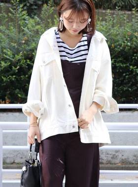 初原家女士上衣宽松版白色男友范牛仔外套journal standard