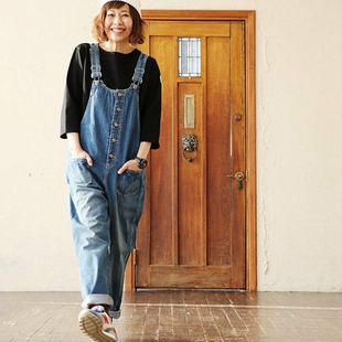 初原家女款牛仔背带裤日系减龄神器女士长裤百搭春秋新款