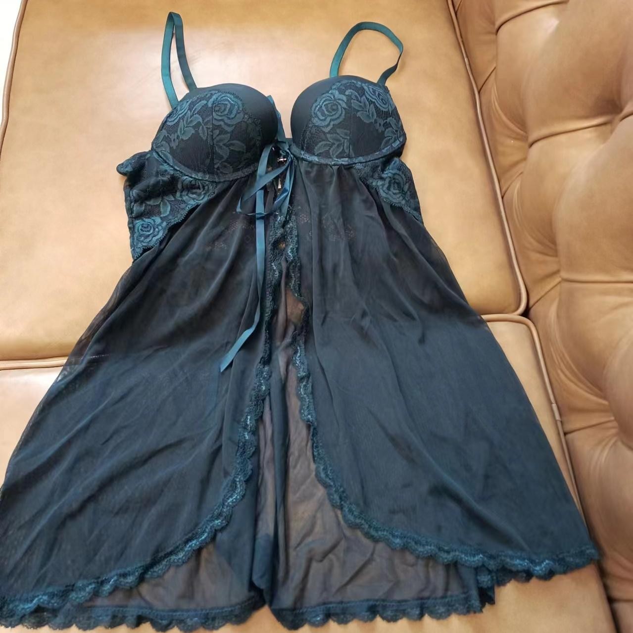 艾塔丽丝  欧美女士网纱蕾丝杯前扣性感睡裙适合80B85B