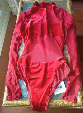 欧美女士丝绒网纱长袖性感连体衣裆部可打开适合下胸围707580