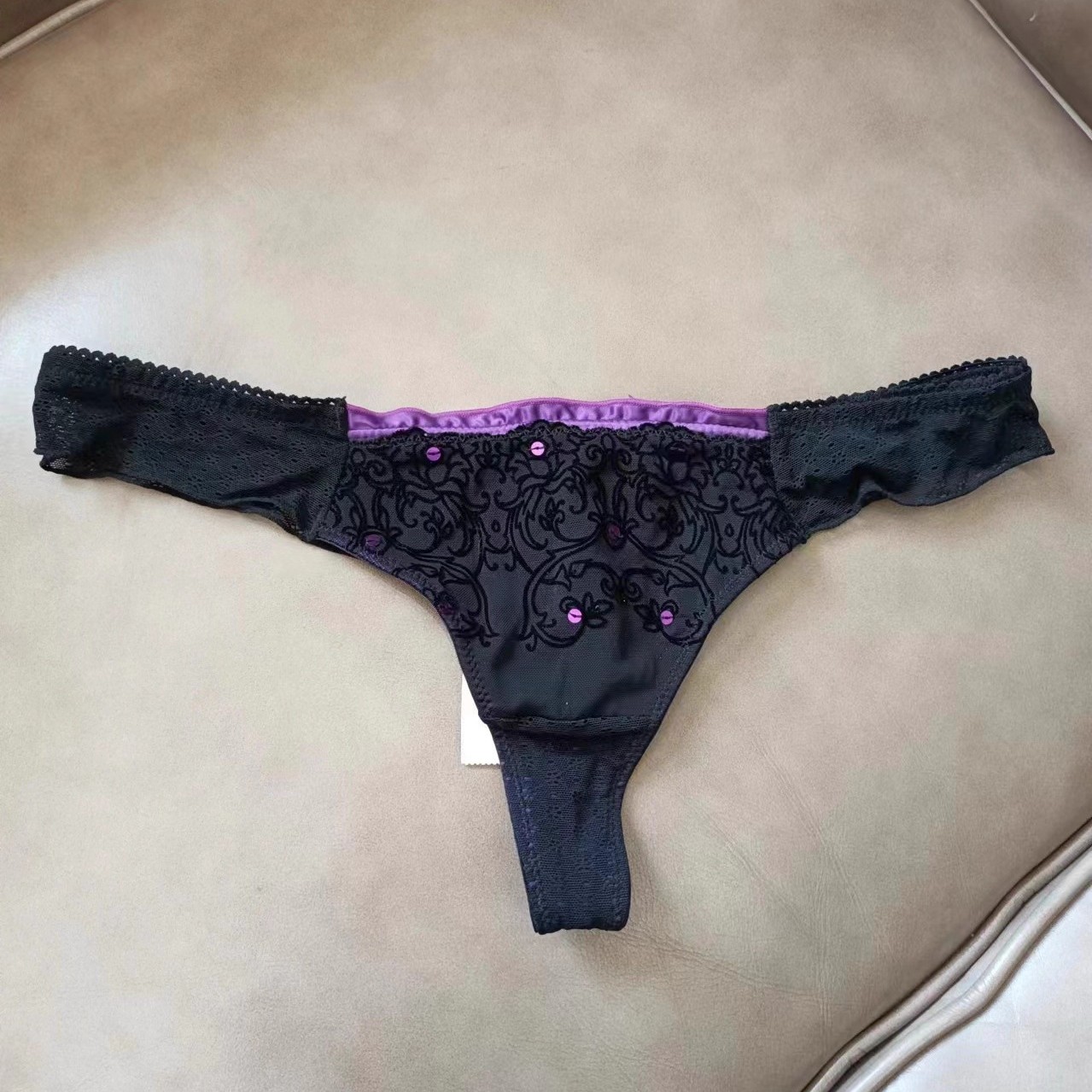 艾塔丽丝   欧美女士内裤网纱刺绣性感丁字裤适合臀围3031