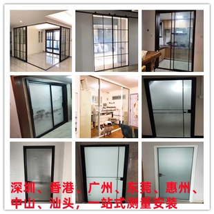 深圳香港量尺安装极窄铝合金门阳台厨房卫生间门趟门吊轨门折叠门