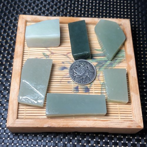 天然和田玉吊坠挂件学习雕刻练手料新疆且末料黄口烟紫玉石原材料