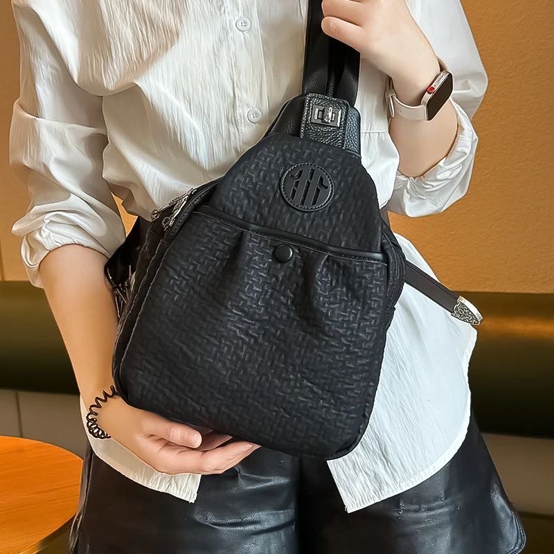 新款2025时尚多功能高级感真皮单肩斜挎包女包百搭软皮双肩背包潮