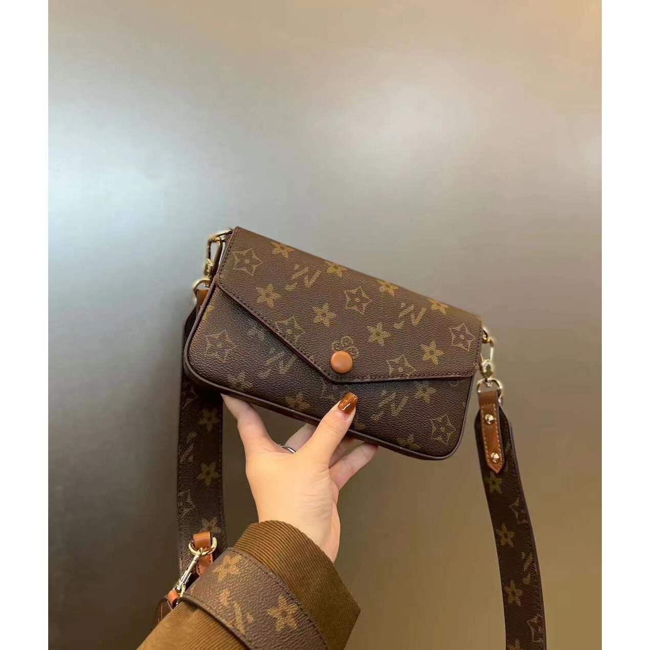 优草坊正品女包正品女包2025新款中古包真皮老花色三合一包斜挎链