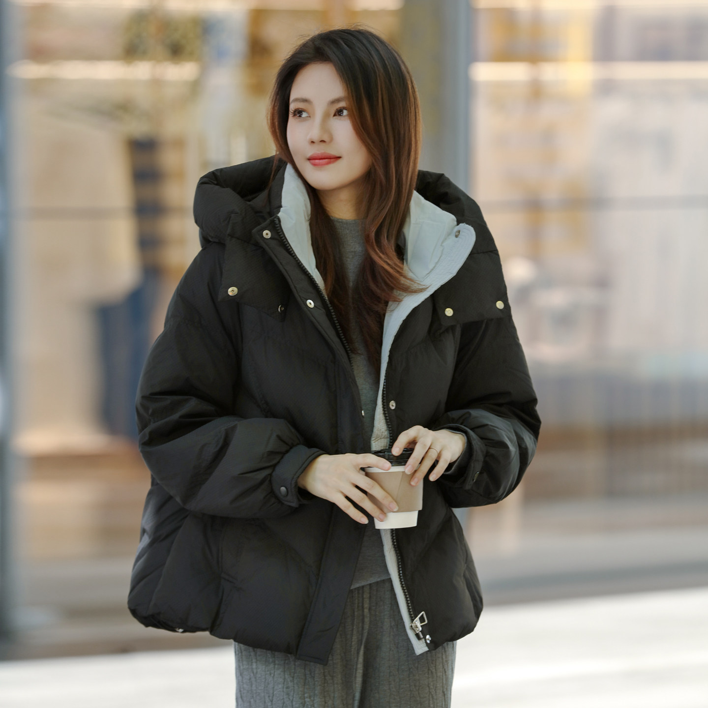 超好看白色短款羽绒服女款冬季2025年新款小个子保暖棉袄韩系外套