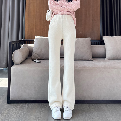 羊羔绒微喇裤女加绒裤子冬天季2025东北特厚棉裤女加厚保暖喇叭裤