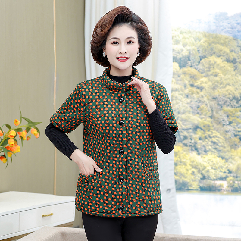 中老年妈妈冬装棉马甲女士加绒加厚短袖棉衣50岁中年冬天外套坎肩