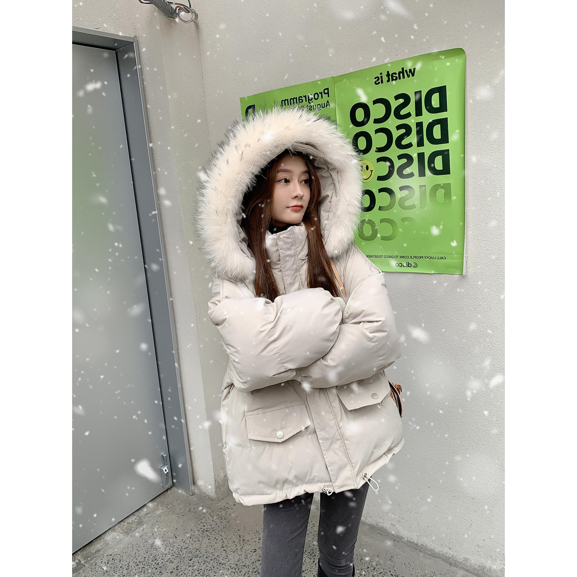 微胖女生穿搭大码200斤羽绒棉服外套女冬季加厚面包服短款小棉袄