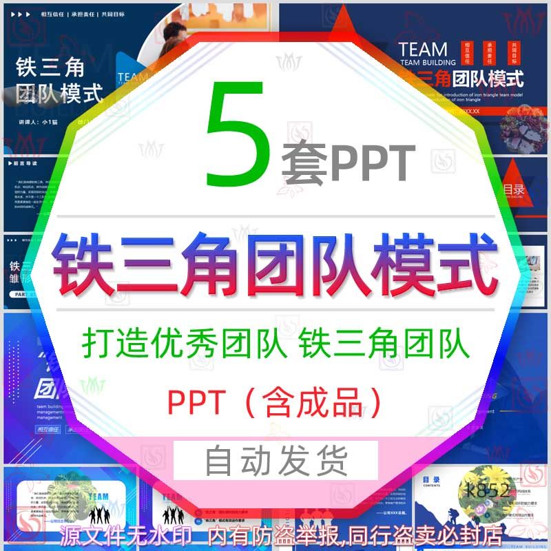 企业优秀团队铁三角模式培训ppt模板团队协作合作共赢组织能力wps