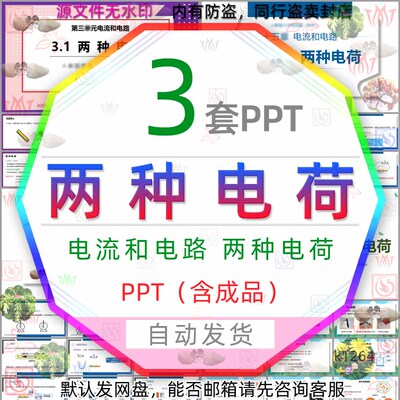 电流与电路组成两种电荷PPT模板导体与绝缘体原子及其结构电路图