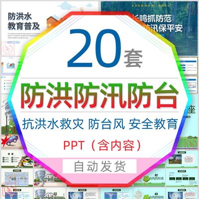 防汛防台风来袭防洪水安全教育知识讲座培训PPT模板抢险抗洪救灾