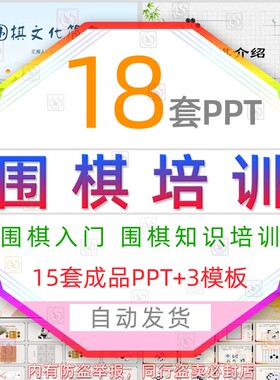 围棋入门基础知识培训课件PPPT模板围棋规则简介绍下棋局对弈教学