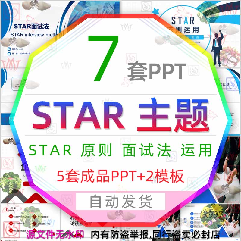 企业star原则satr面试法培训ppt模板商务star法则运用可视化图表