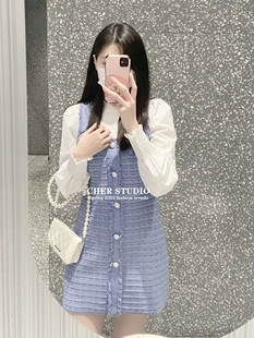 2022春夏季 新名媛气质拼接针织连衣裙短裙WG04R9FN2000 WIS&UR女装