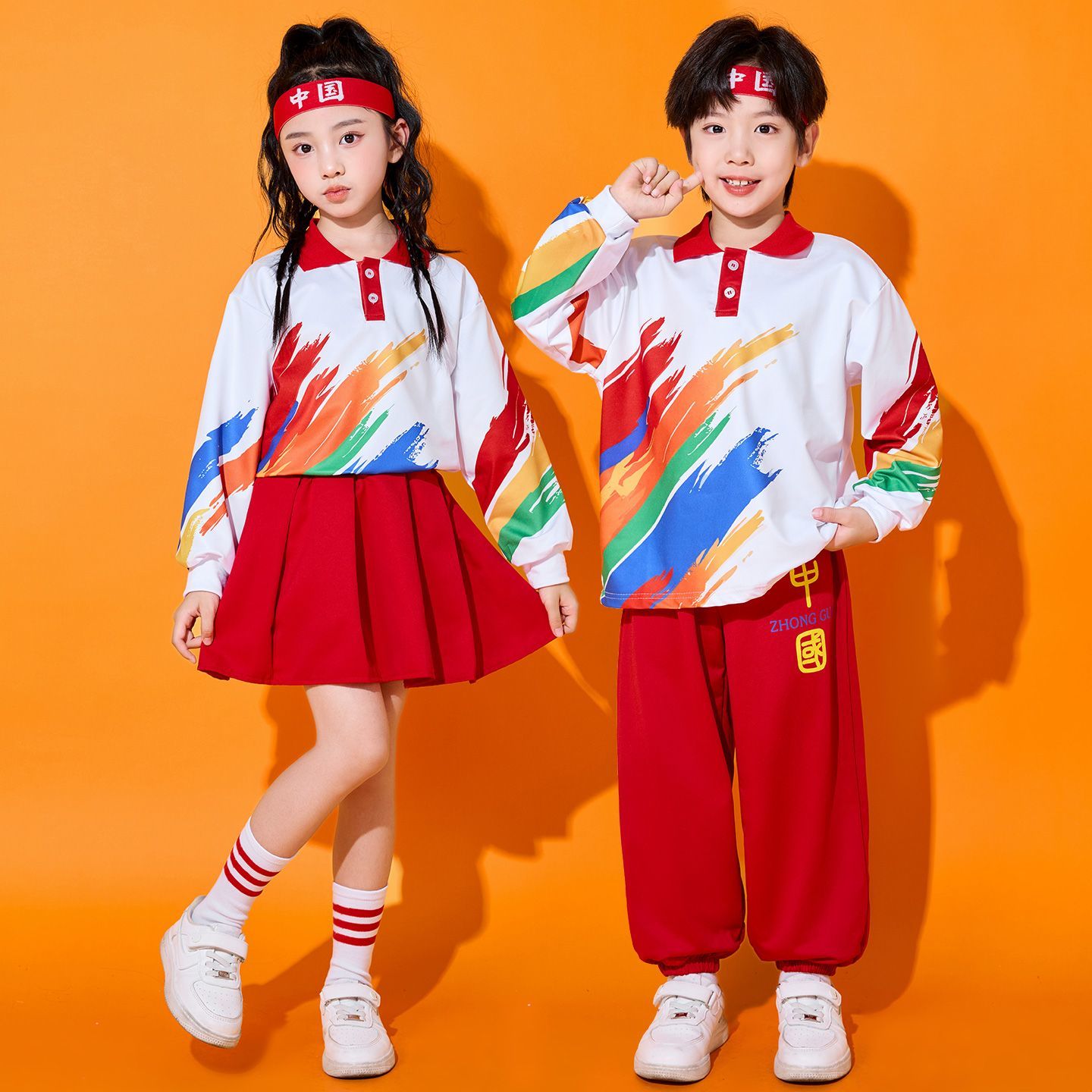 儿童啦啦队演出服装中小学生运动会开幕式表演服装幼儿园舞蹈班服