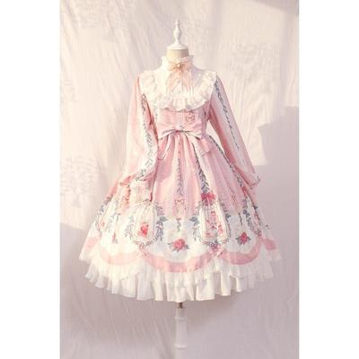【全款】洛丽塔裙子 Lolita笼中梦柄蝴蝶结绑带蕾丝OP 长袖秋冬裙