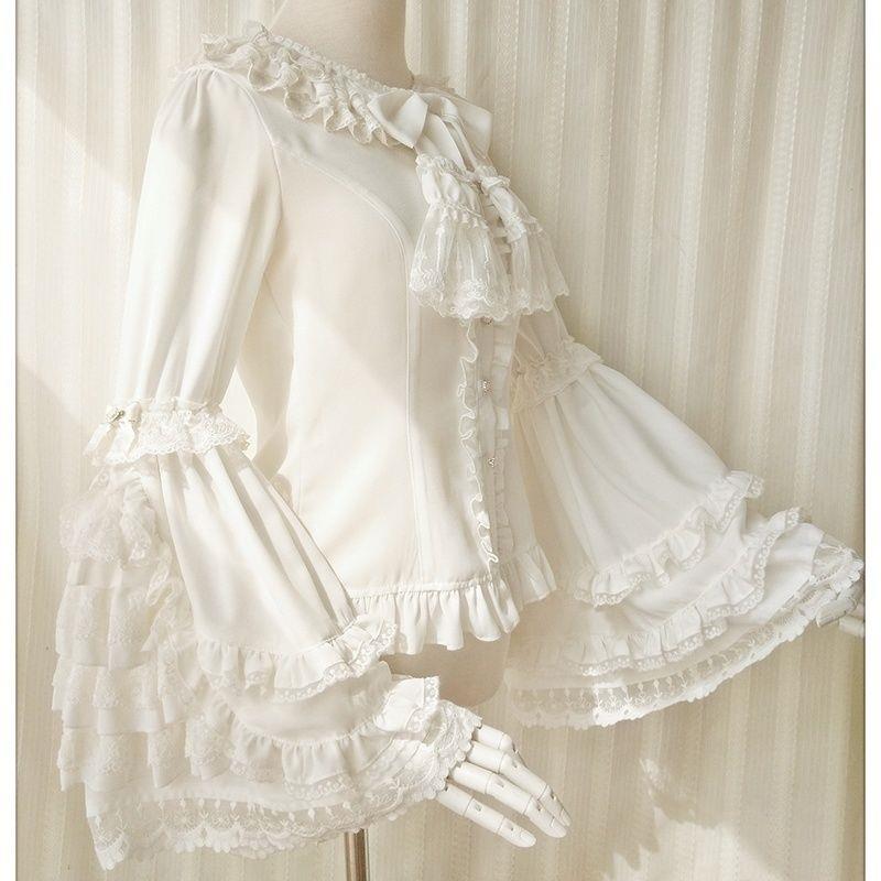 洛丽塔内搭女装复古喇叭袖lolita蕾丝华丽大姬袖长袖衬衫