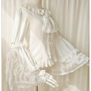 洛丽塔内搭女装复古喇叭袖lolita蕾丝华丽大姬袖长袖衬衫