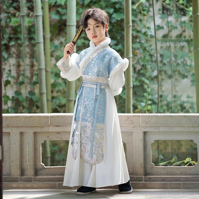 古装汉服儿童男童女童新款加绒演出服唐装国学帅气中国侠客秋冬款