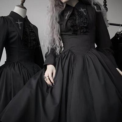 洛丽塔裙子暗黑哥特风lolita祷赎之歌连衣裙秋冬新款洋装长袖OP