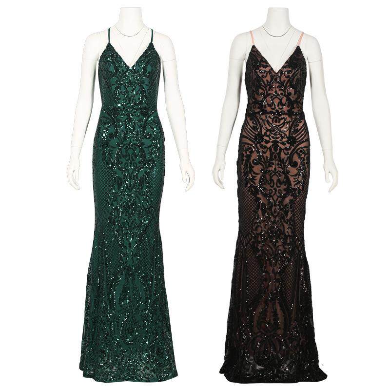 晚礼服裙女名媛风轻奢气质高端宴会高级感重工亮片吊带长款礼服裙