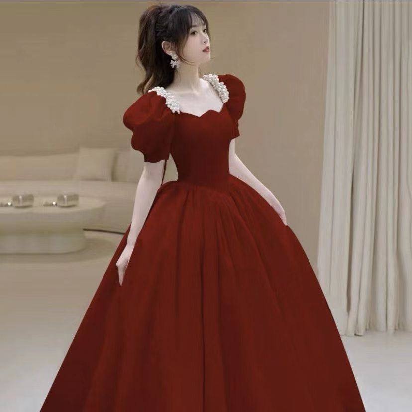 敬酒服新娘公主裙女轻奢泡泡袖礼服小个子法式订婚结婚回门晚礼服