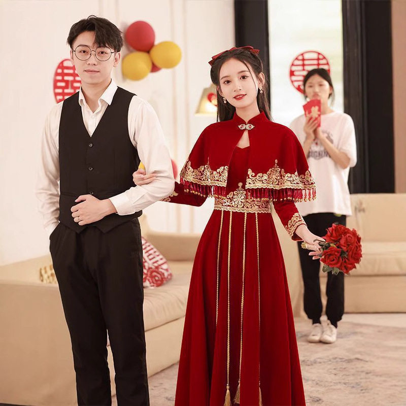 高级感中式改良旗袍敬酒服新娘服