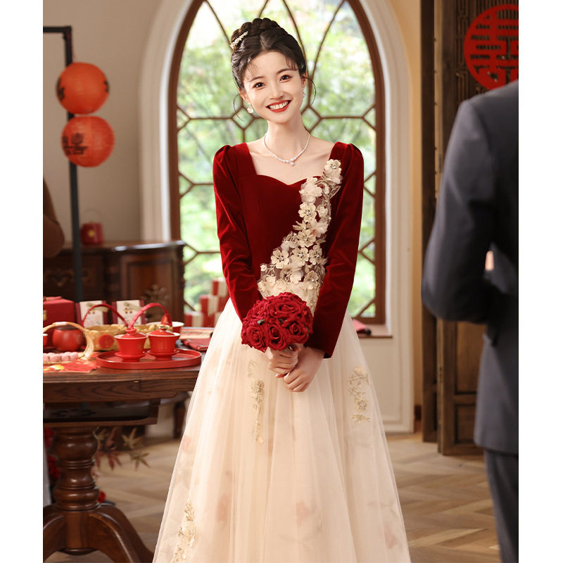 敬酒服新娘礼服订婚晚礼服女结婚