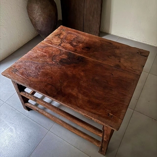 清代老红木桌子矮桌侘寂风茶空间书桌茶桌水波纹老旧古木桌25118